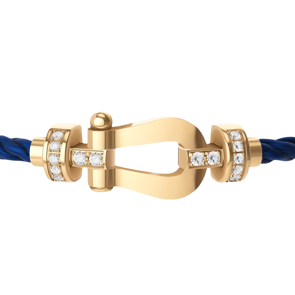 Force 10 Horseshoe Buckle Bracelet-Gold Half Diamonds