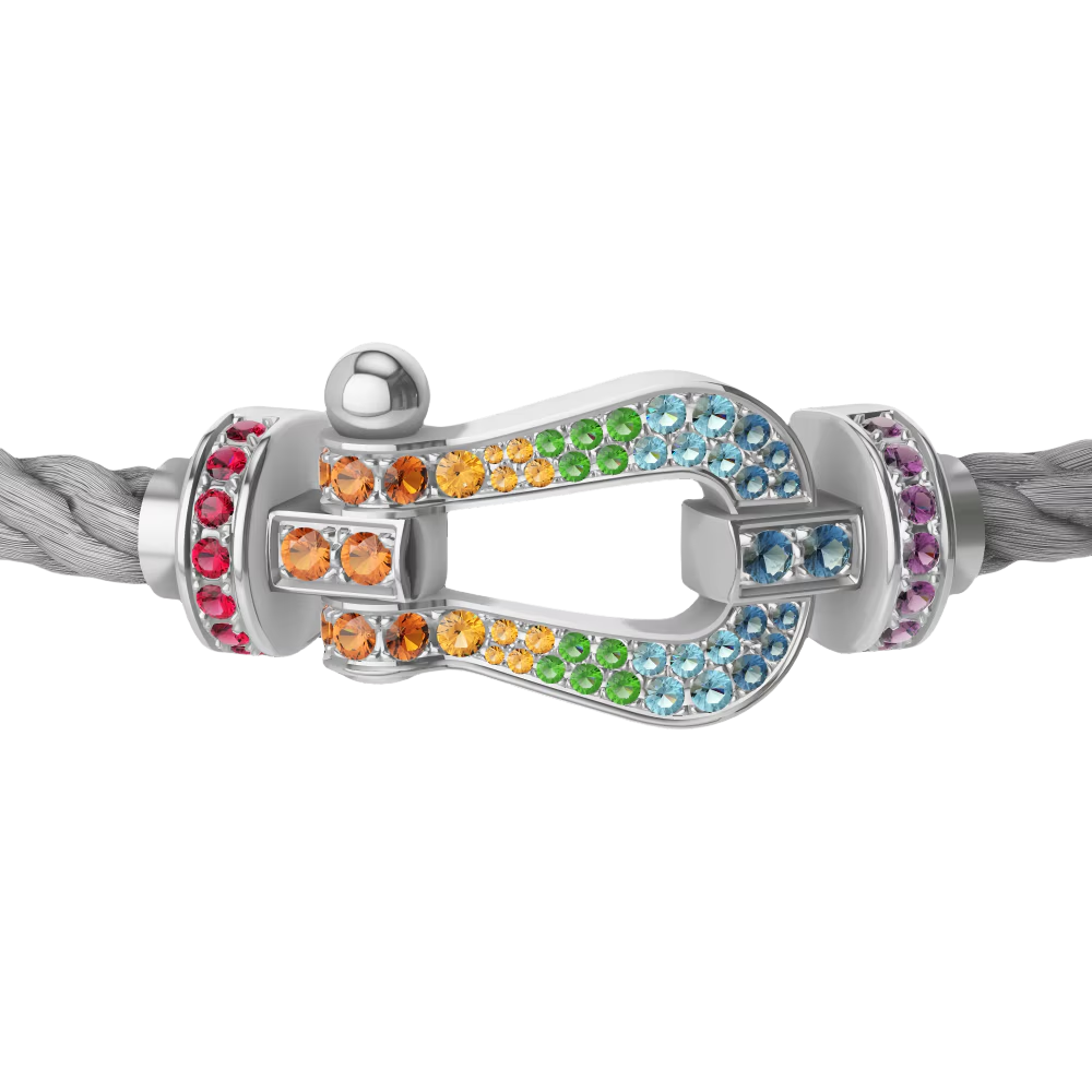 Force 10 Horseshoe Buckle Bracelet-Rainbow Diamonds