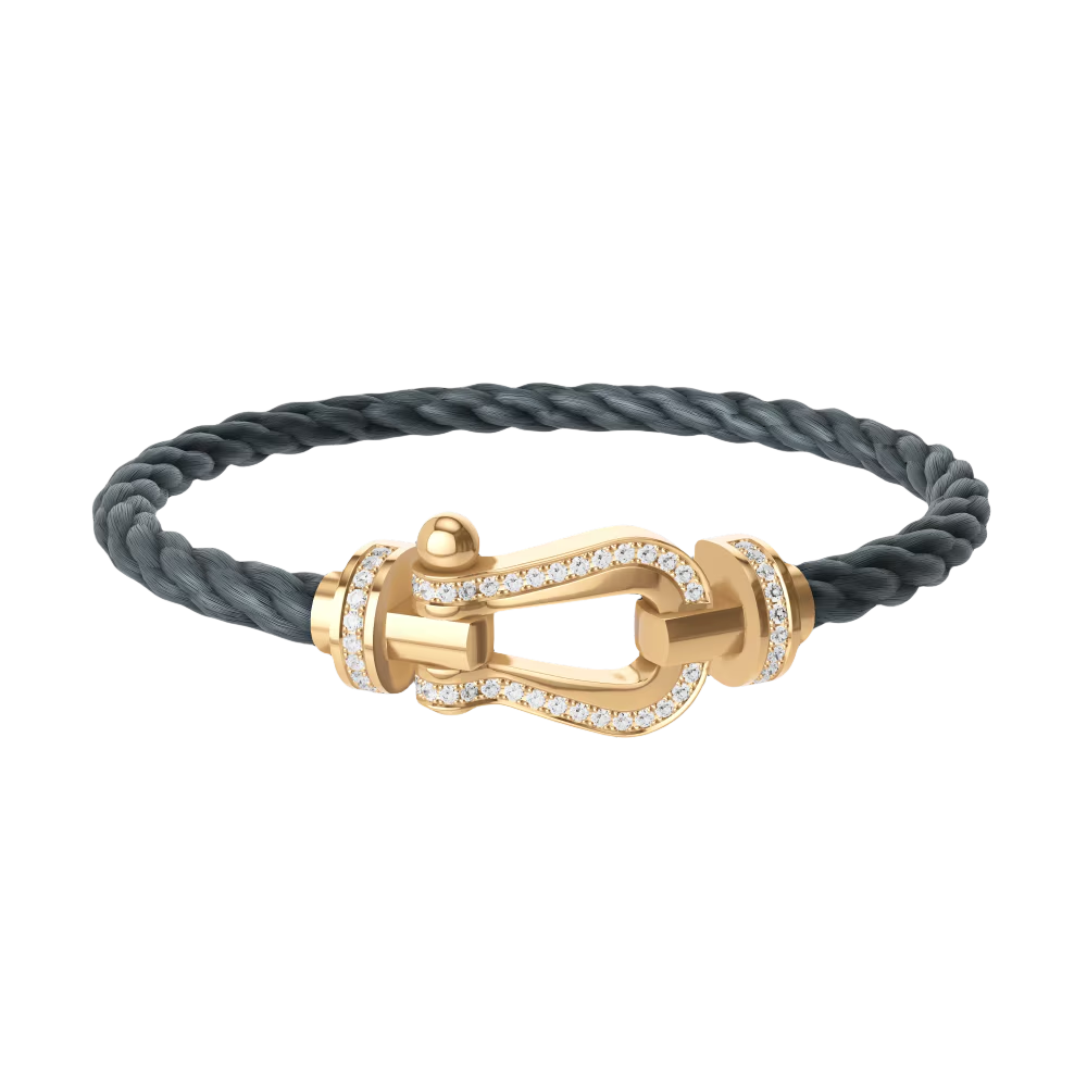 Force 10 Horseshoe Buckle Bracelet-Glod Full Diamonds