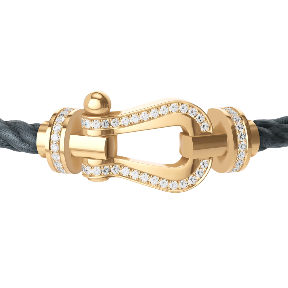 Force 10 Horseshoe Buckle Bracelet-Glod Full Diamonds