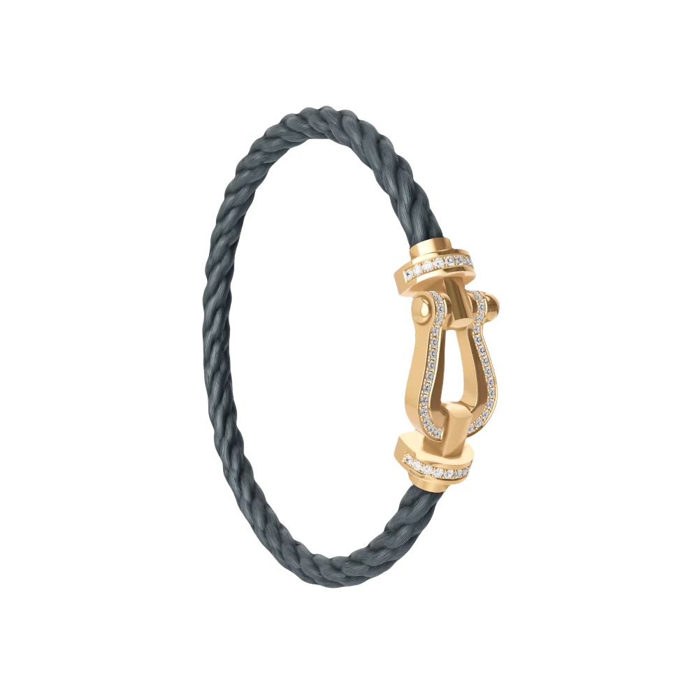 Force 10 Horseshoe Buckle Bracelet-Glod Full Diamonds