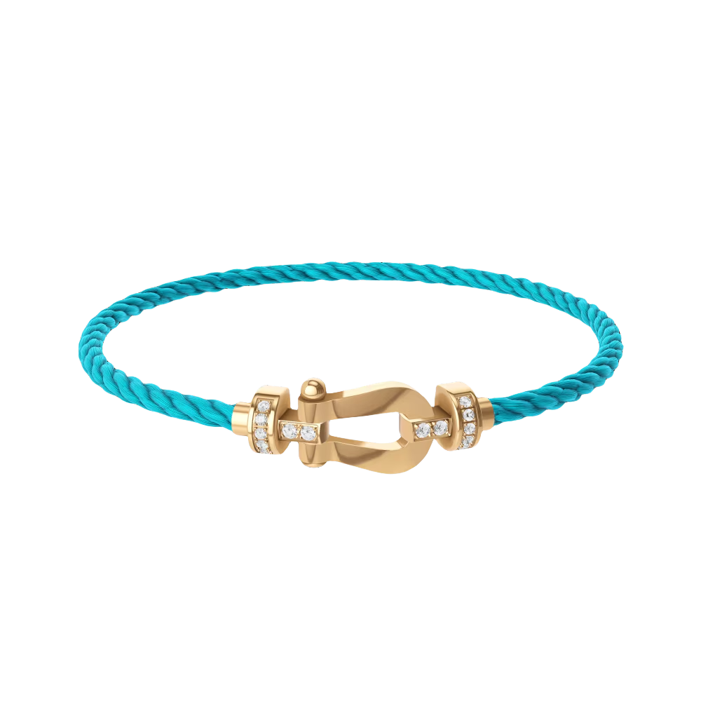 Force 10 Horseshoe Buckle Bracelet-Glod Half Diamonds