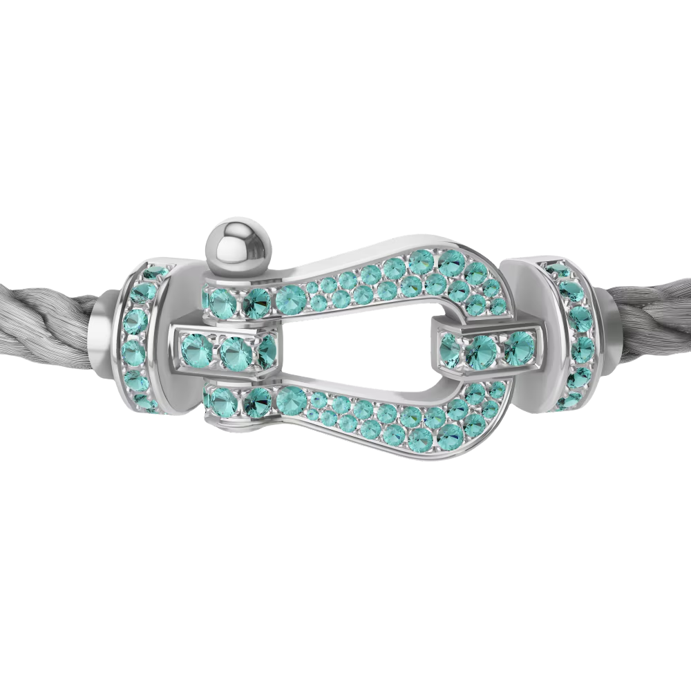 Force 10 Horseshoe Buckle Bracelet-Blue Full Diamonds