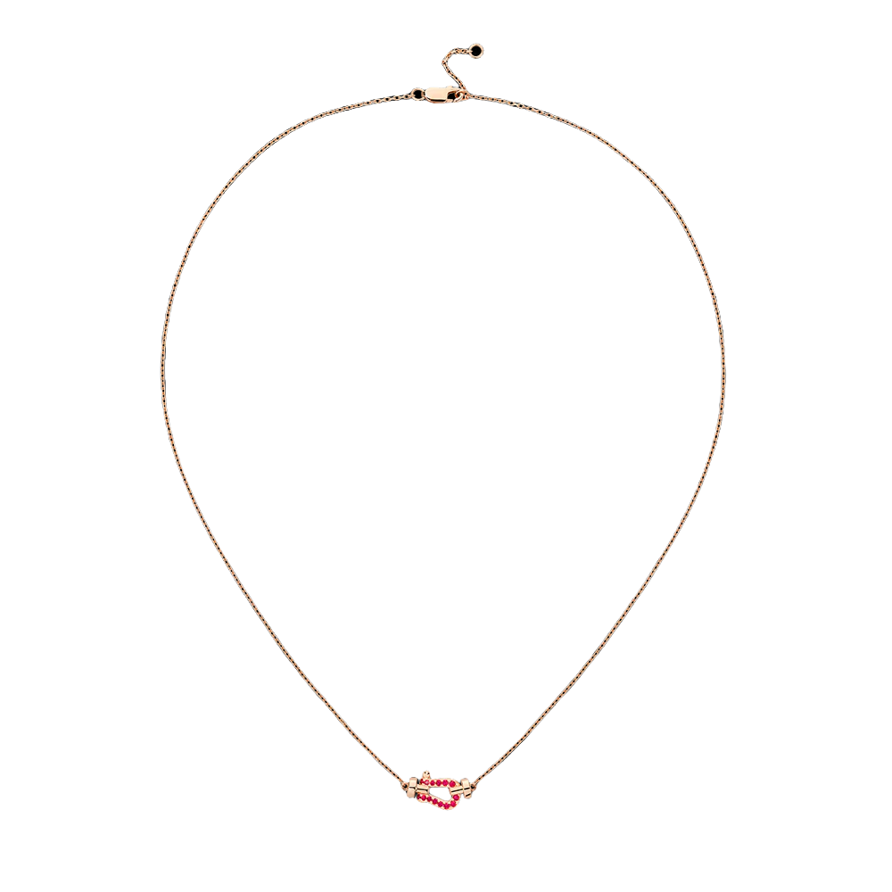 Force 10 Horseshoe Buckle Necklace-Red Full Diamonds